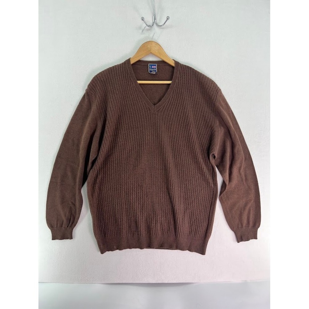 T. Harris London Men's‎ Brown V Neck Sweater Vintage Size XXL ,Grandpacore